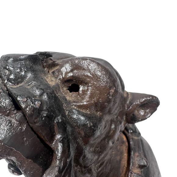 Vintage Cast Iron Bulldog Coin Bank 7.5" Dark Brown Repro Recreation READ - Picture 9 of 10